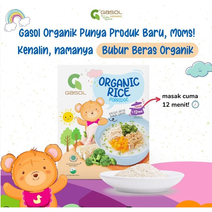 Tepung Gasol Organik Makanan Bubur Bayi Organik Pendamping ASI MPASI Gasol Tepung Beras merah beras putih 200gr penambah bb bb bosster