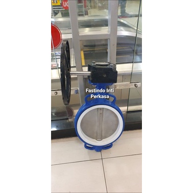 Butterfly valve 10 inch PTFE / Teflon Gear Operated