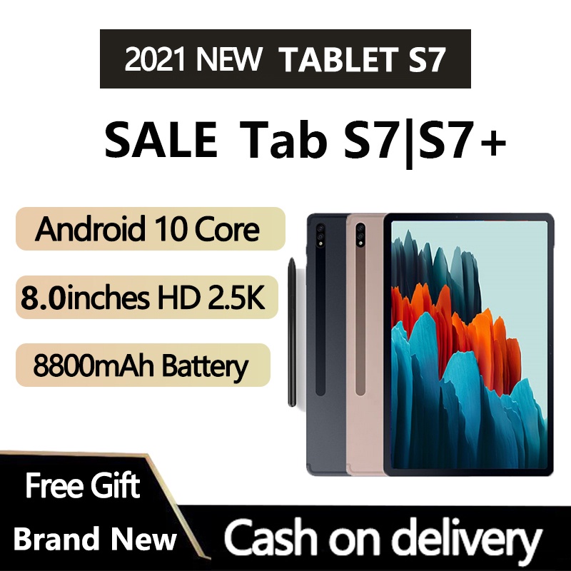 【Baru】 Tablet Asli S7 Tab Tablet PC 6GB + 128GB Sistem Android Baru Jaringan Sepuluh Inti 4G Tablet WiFi Dual SIM