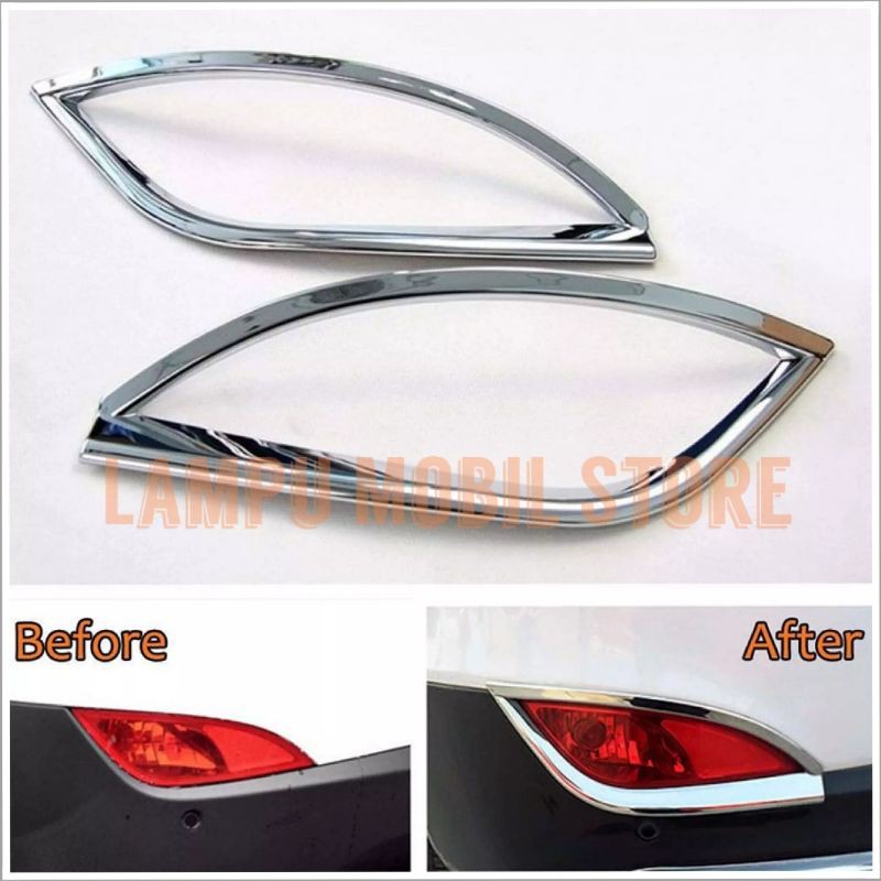 Cover Lampu Bumper Belakang Chrome Garnish Reflector Hyundai Tucson 2011-2015