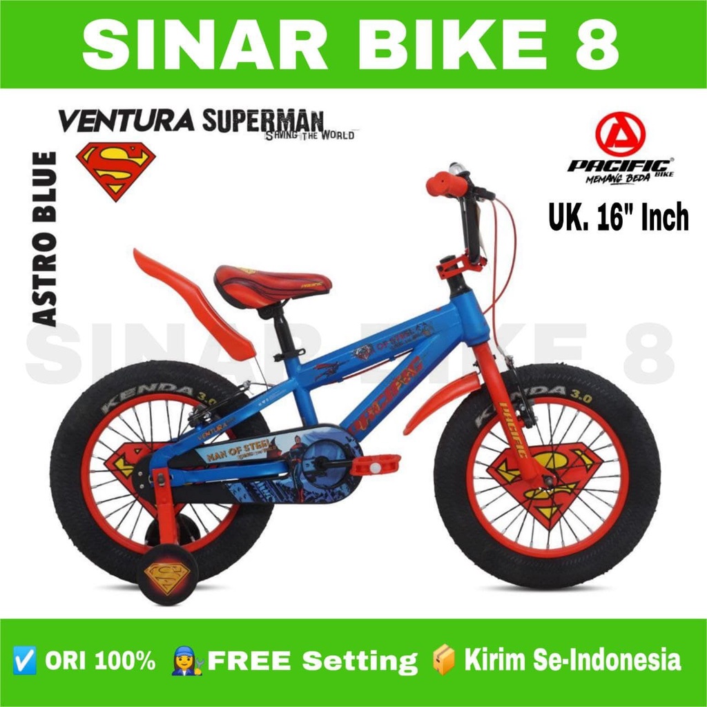 Sepeda Anak Laki Bmx PACIFIC  Ukuran 12&quot; 16&quot; &amp; 18 Inch VENTURA SUPERMAN Ban Jumbo