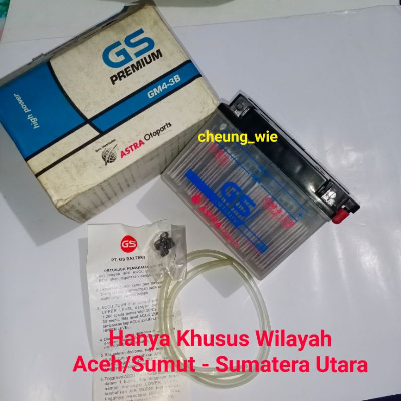 aki/ baterai basah honda Astrea Star GS astra GM4-3B 12Volt