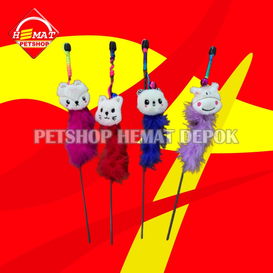 Mainan Pancingan Tongkat Kucing Cat Toys Bentuk Boneka lonceng