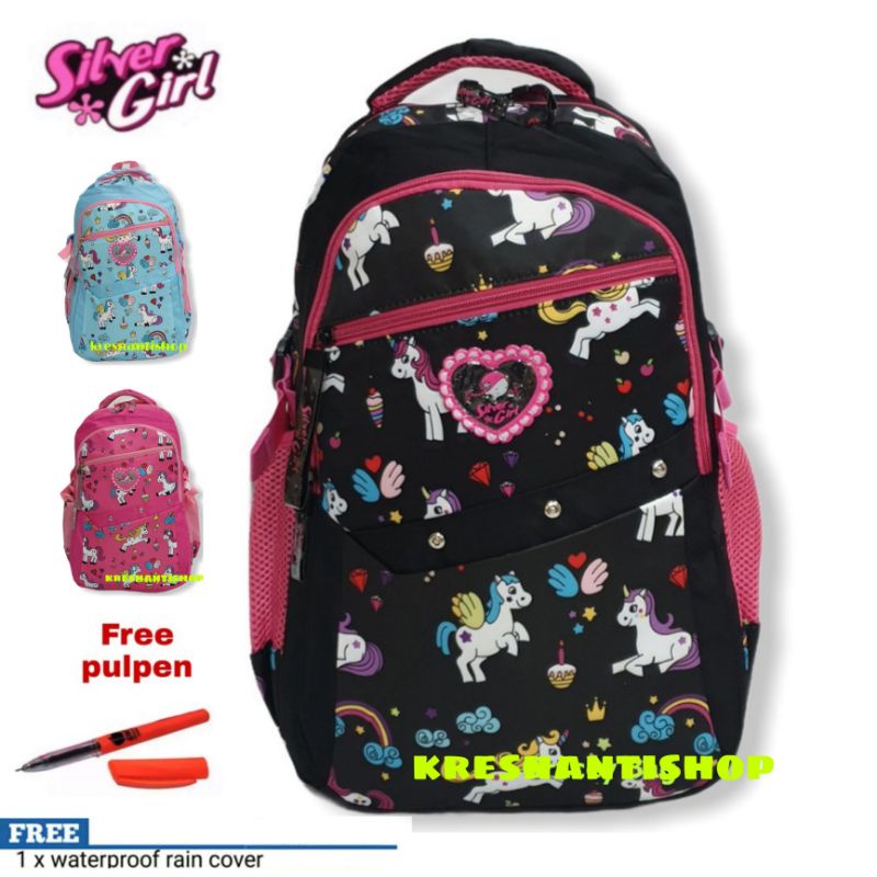 tas ransel alto silvergirl sekolah anak perempuan import