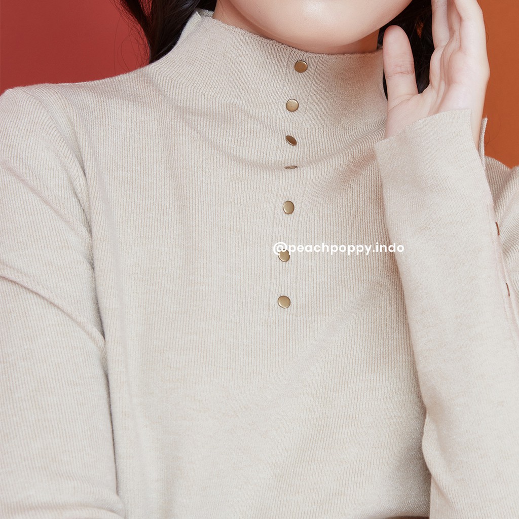 Peach Poppy Nicole Top - Atasan Wanita Kaos Turtleneck Lengan Panjang