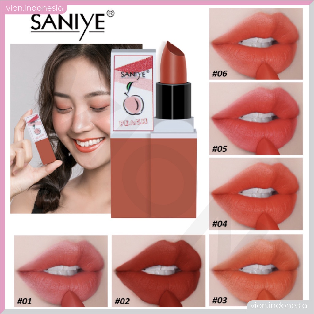 SANIYE 6 Warna Orange Matte Lipstik Strawberry Lip Makeup K1122 SA012