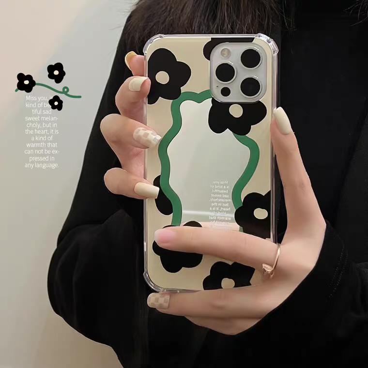 [TPC] Mirror Phone Case COLOURFUL &amp; BLACK FLOWER IPHONE 6 6S 7 8 PLUS X XS MAX XR 11 12 13 PRO MAX Casing Cermin HP IP027