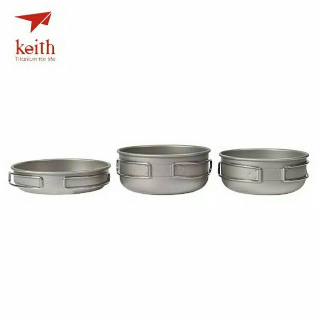 Keith titanium Ti6053 set 3pcs Frypan 500ml bowl 650ml 550ml ultralight camping outdoor