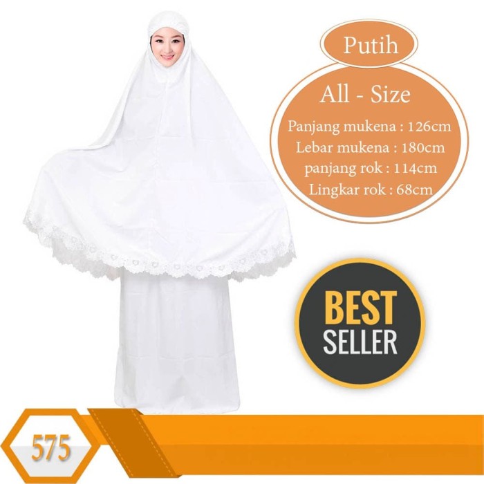 TERLARIS MUKENA JUMBO PUTIH KATUN BSW BORDIR