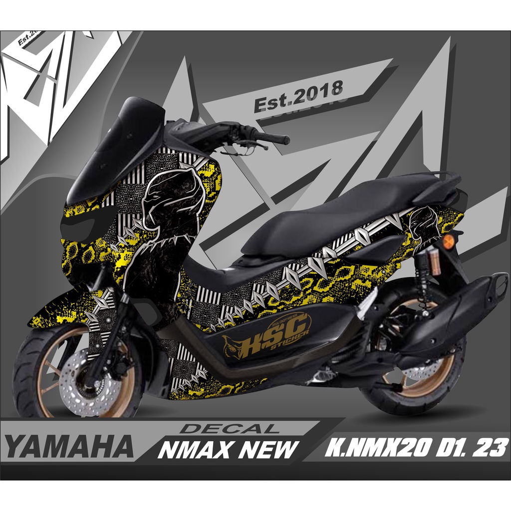 PROMO Decal Stiker FullBody Motor Yamaha Nmax New 2020 Dekal Nmax 2021 Black Panther K.NMX20.D1.23