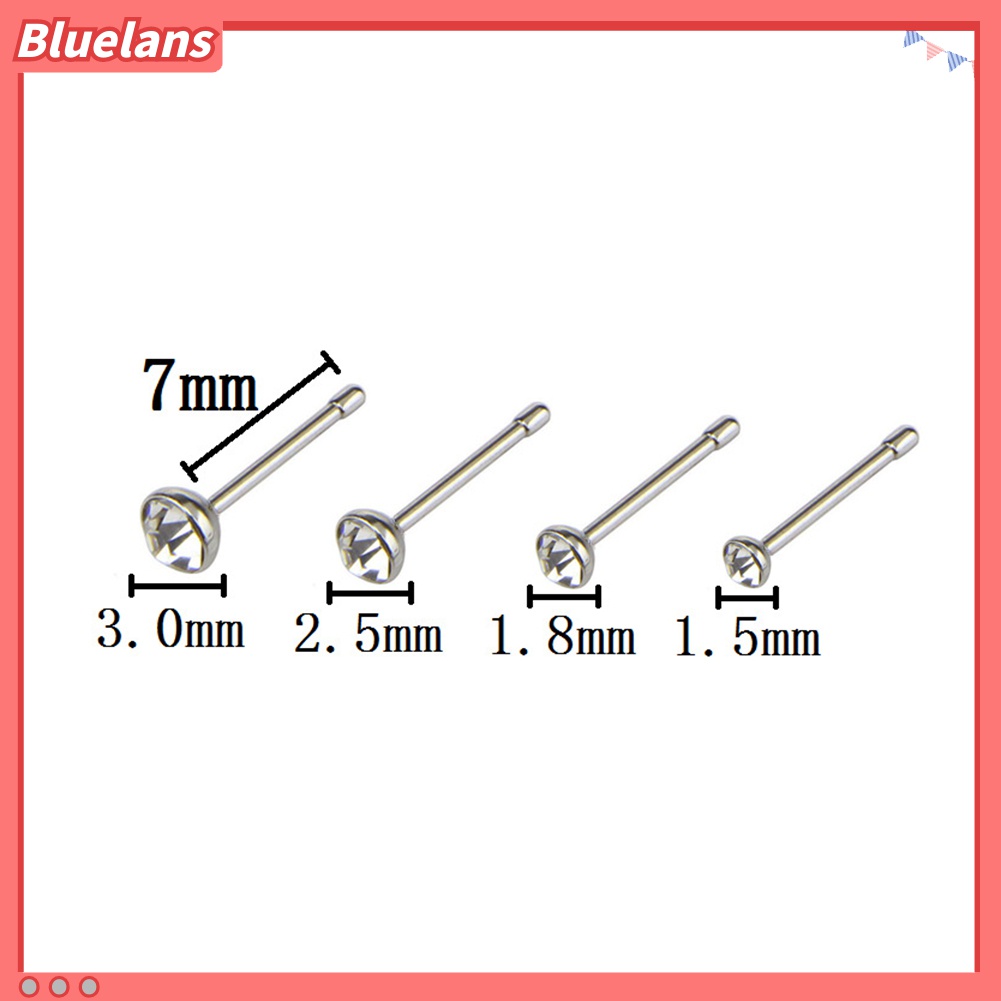 14pcs / Set Cincin Tindik Hidung Bahan Stainless Steel Aksen Berlian Imitasi Untuk Unisex