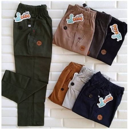 CELANA PANJANG CHINO CARGO  ANAK POLOS LITTLE DINO 6 11Y 