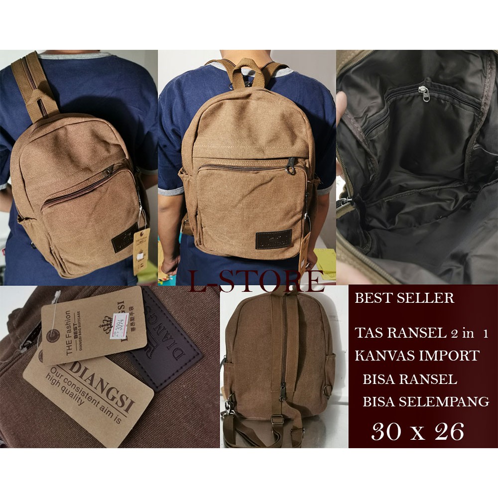 Tas ransel kanvas 2 in 1 Original IMport