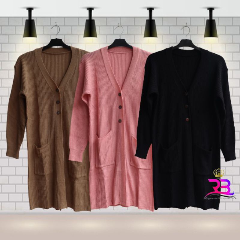 Cardigan LONG KANCING3 fashion muslim |premium 100% tebal