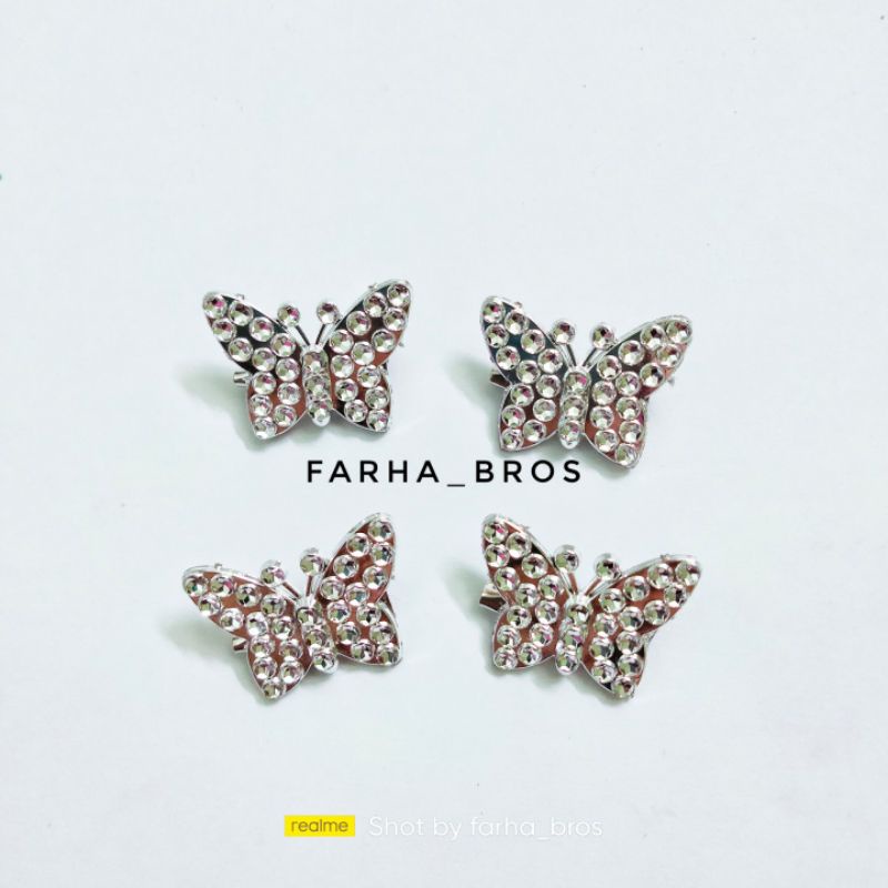 Peniti hijab jilbab - Bros Dagu - bros kecil - Bros mini - Bros hijab kupu silver satuan By Farha-Kupu silver