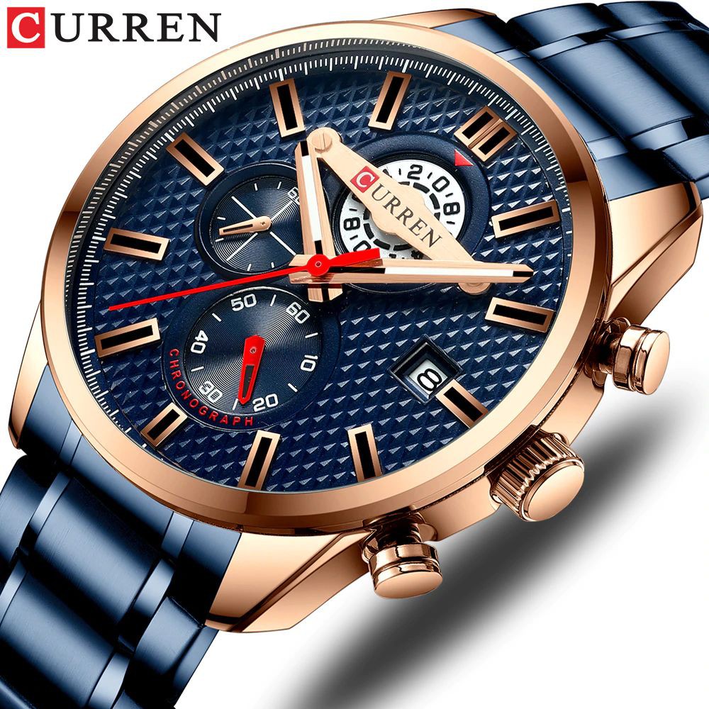 CURREN 8352 Jam Tangan Pria Analog Stainless Steel Chronograph Aktif WATCHKITE WKOS