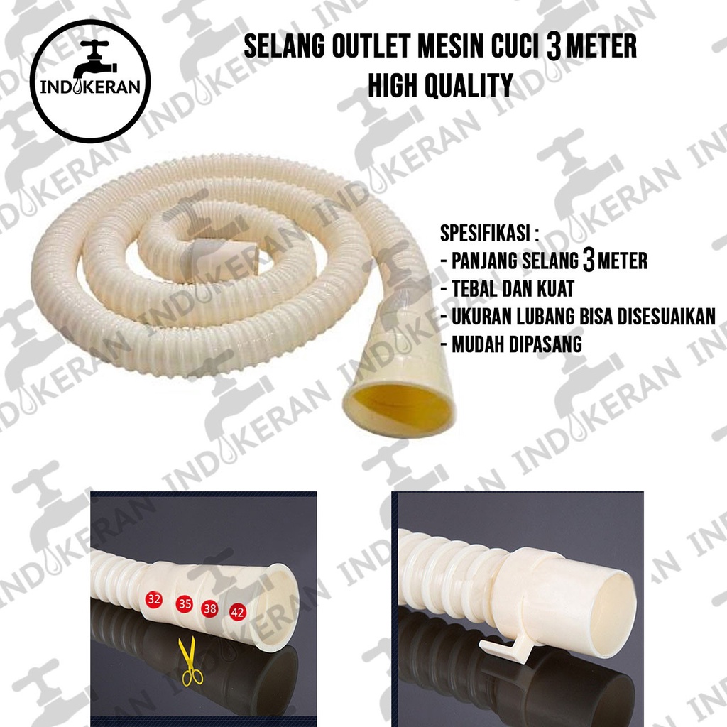 INDOKERAN - Selang Outlet Mesin Cuci - 3 Meter