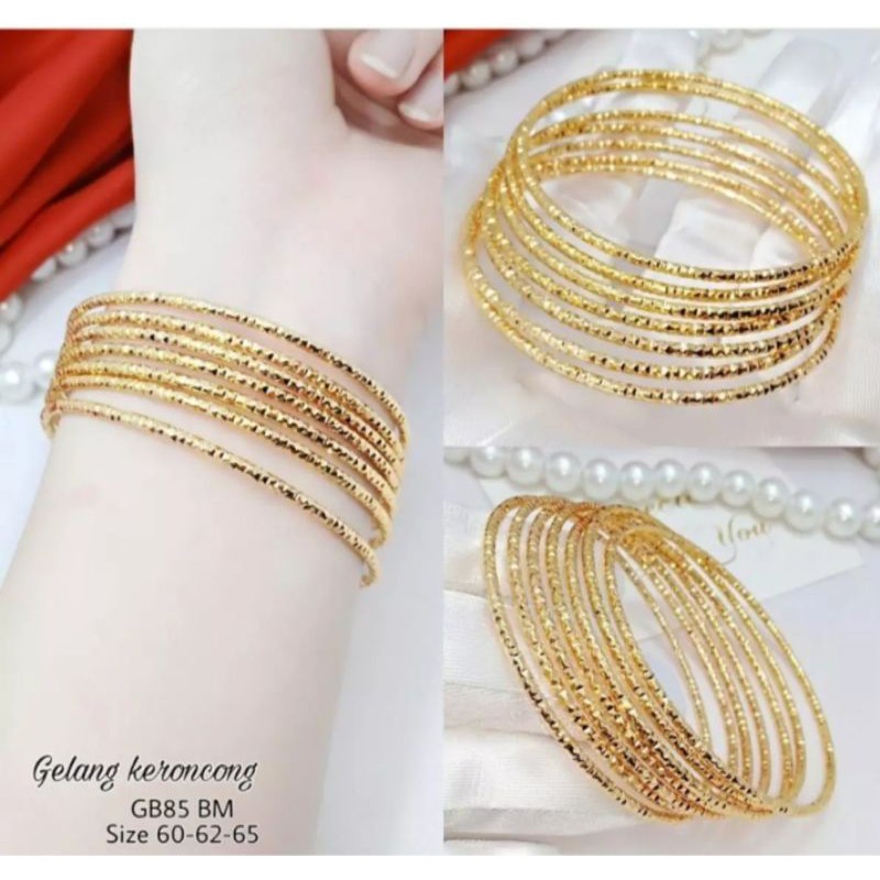 gelang tangan keroncong ukir isi 6 pcs