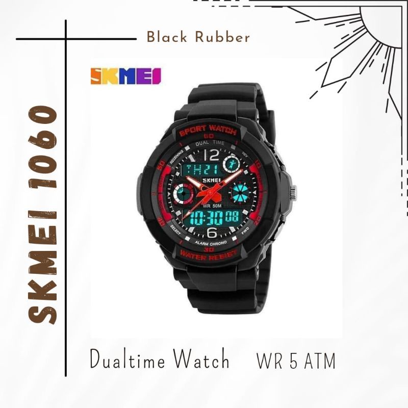 JAM TANGAN PRIA DUAL TIME SKMEI 1060 ORIGINAL