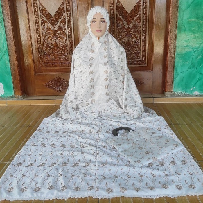 MUKENA PRADA SUTRA PARIS LAJURAN DEWASA BORDIR POLOS