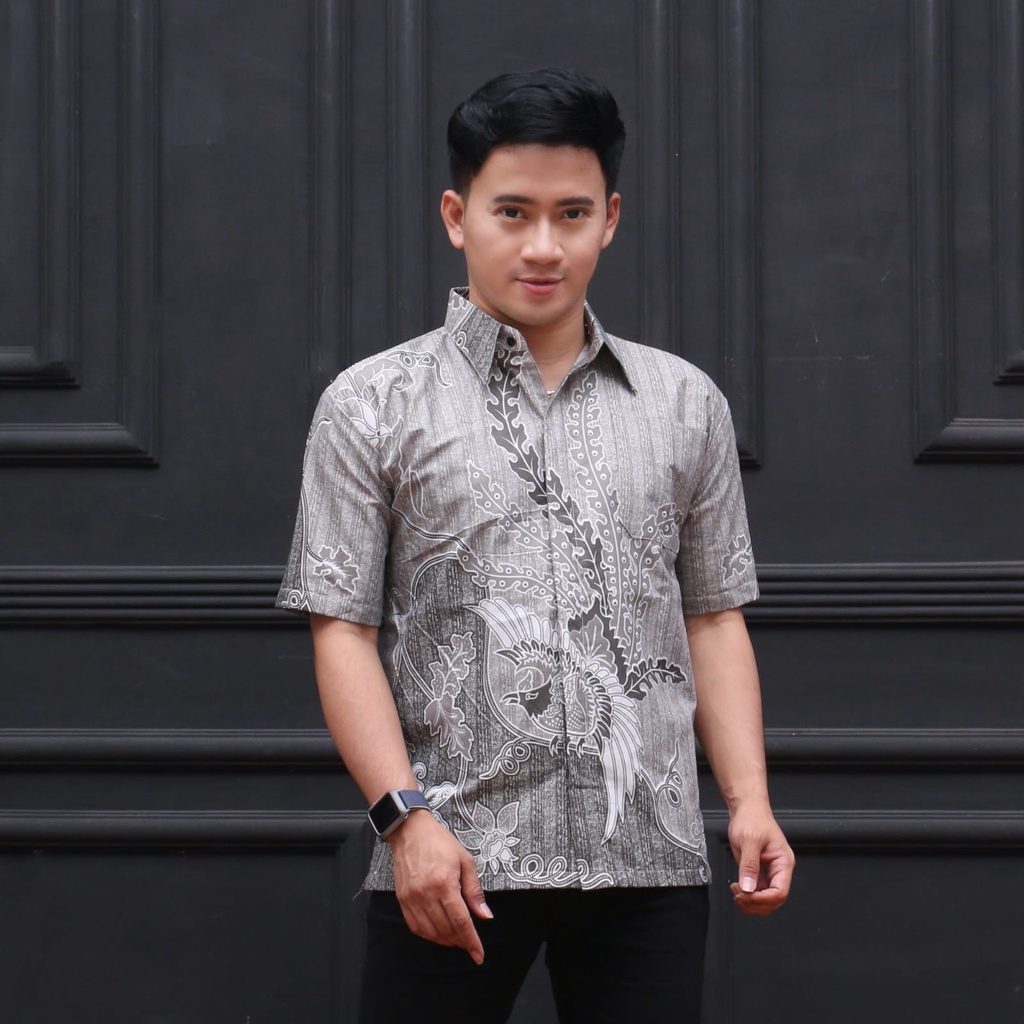 (COD) Kemeja Batik Pria Lengan Pendek Hem Seragam Original Size M L XL XXL