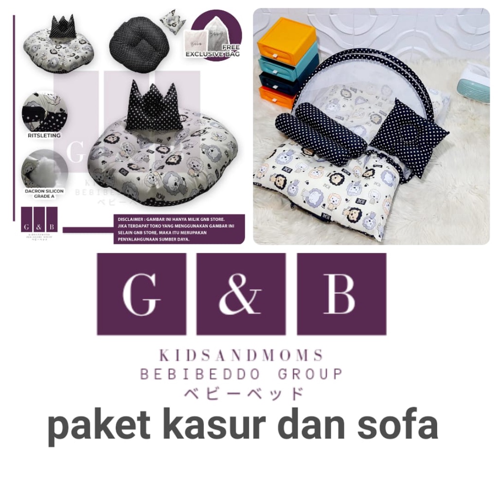 Paket Hemat Kasur bayi kelambu dan Sofa Bayi (Kasur Lipat Fullset) free bantal kelambu + tas