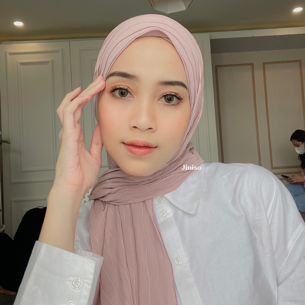JINISO - Aura Wave Earth Tone Pashmina Full Plisket-MILKY ROSE