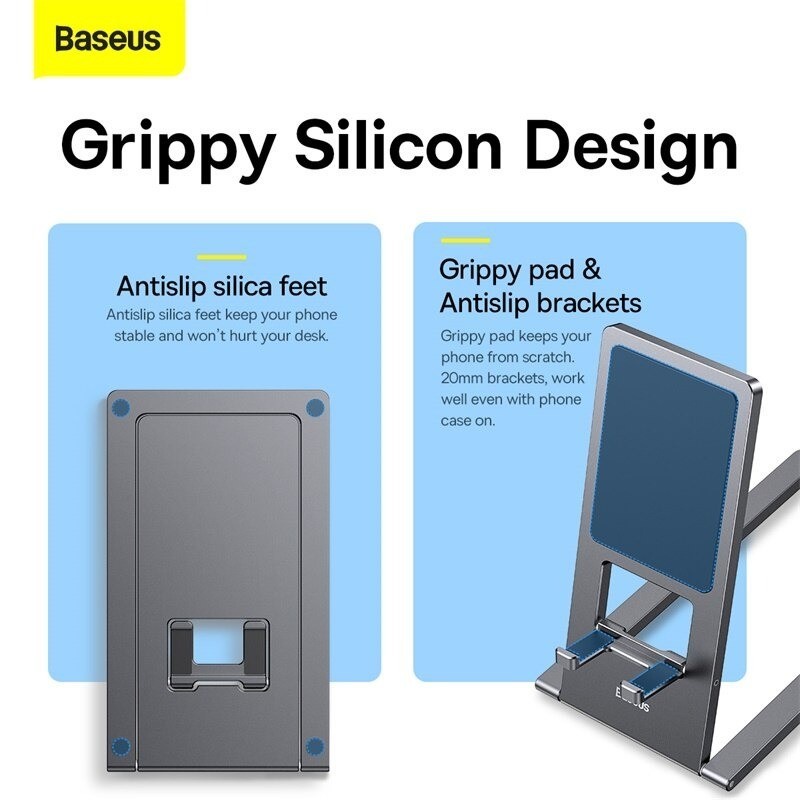 Baseus Original Foldable Metal Phone Holder Tablet Tab Ipad Lipat Dudukan Meja Desktop Aluminium Alloy Ori