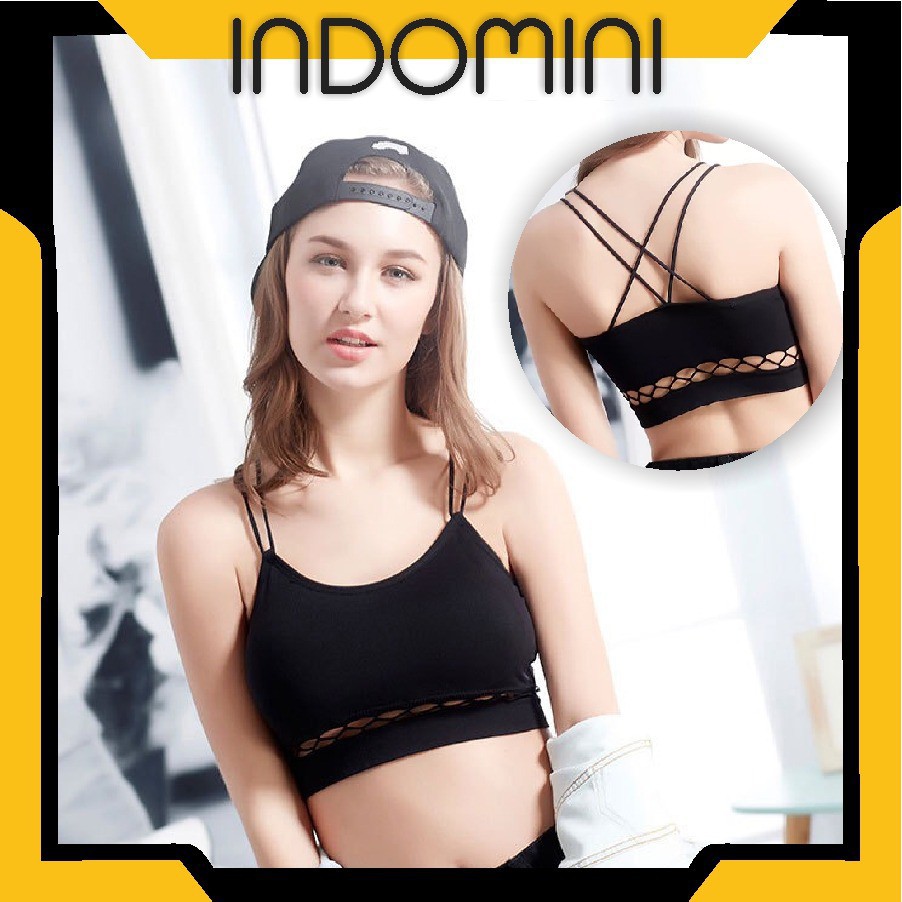 INDOMINI Sport Bra Tanpa Kawat Wanita Bh Polos Sport Fashion Korea Pakaian Dalam Import Murah B011