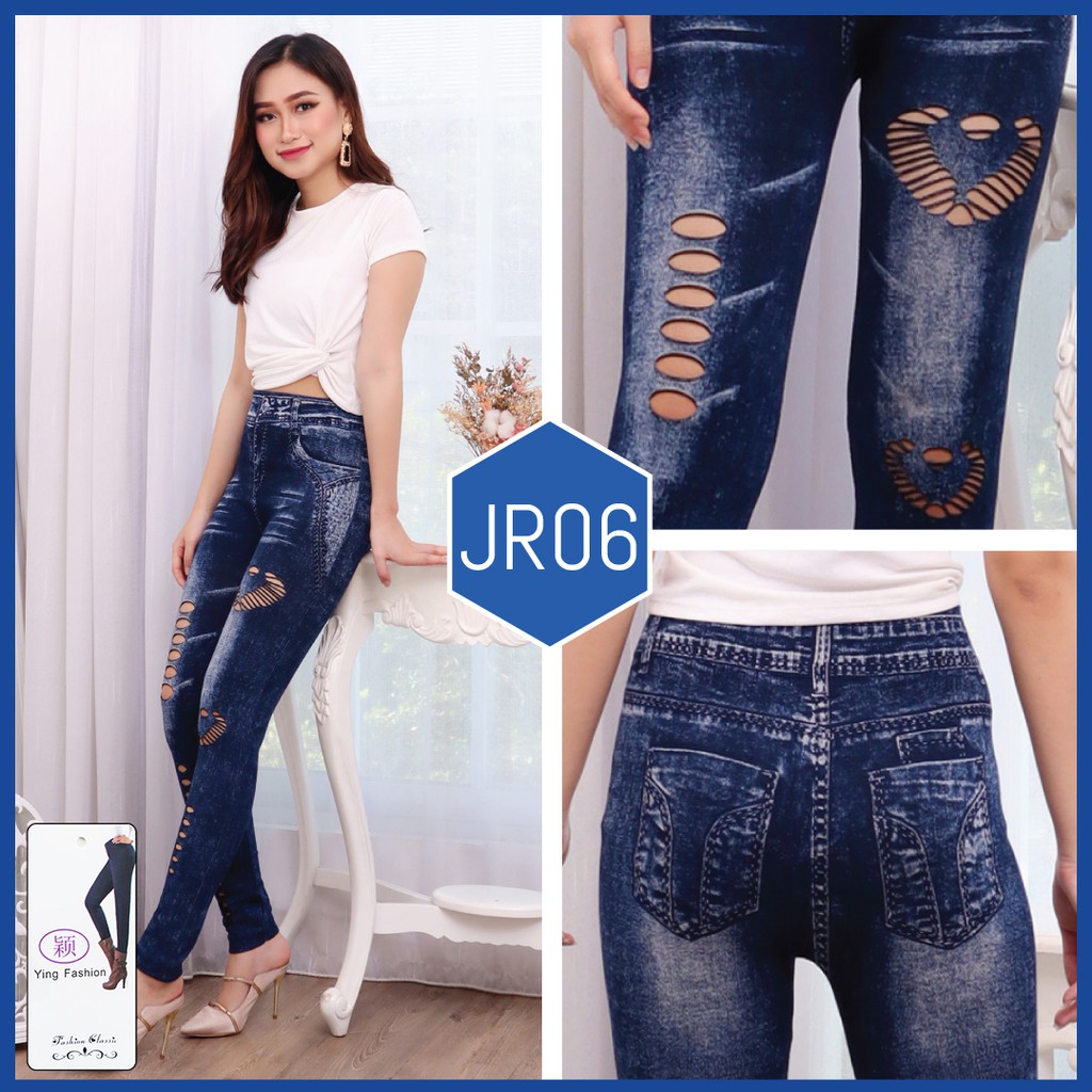 Legging Ripped Jeans  06 / legging ripped / ripped denim/ legging kekinian / legging wanita