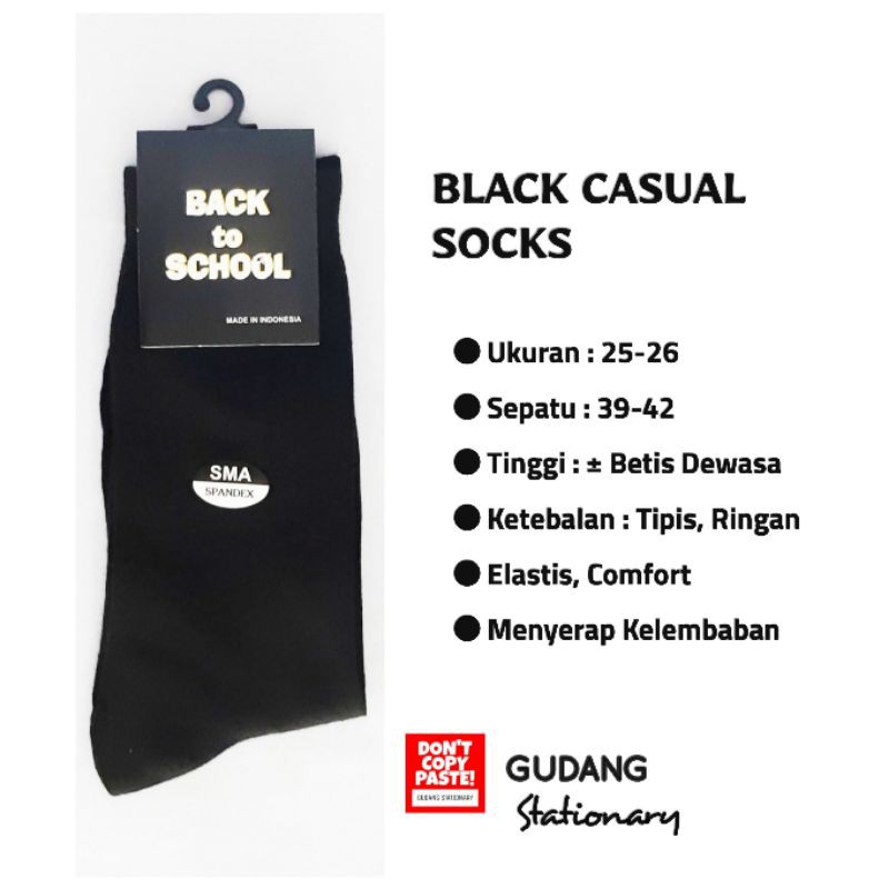 Kaos Kaki Panjang School Hitam Polos