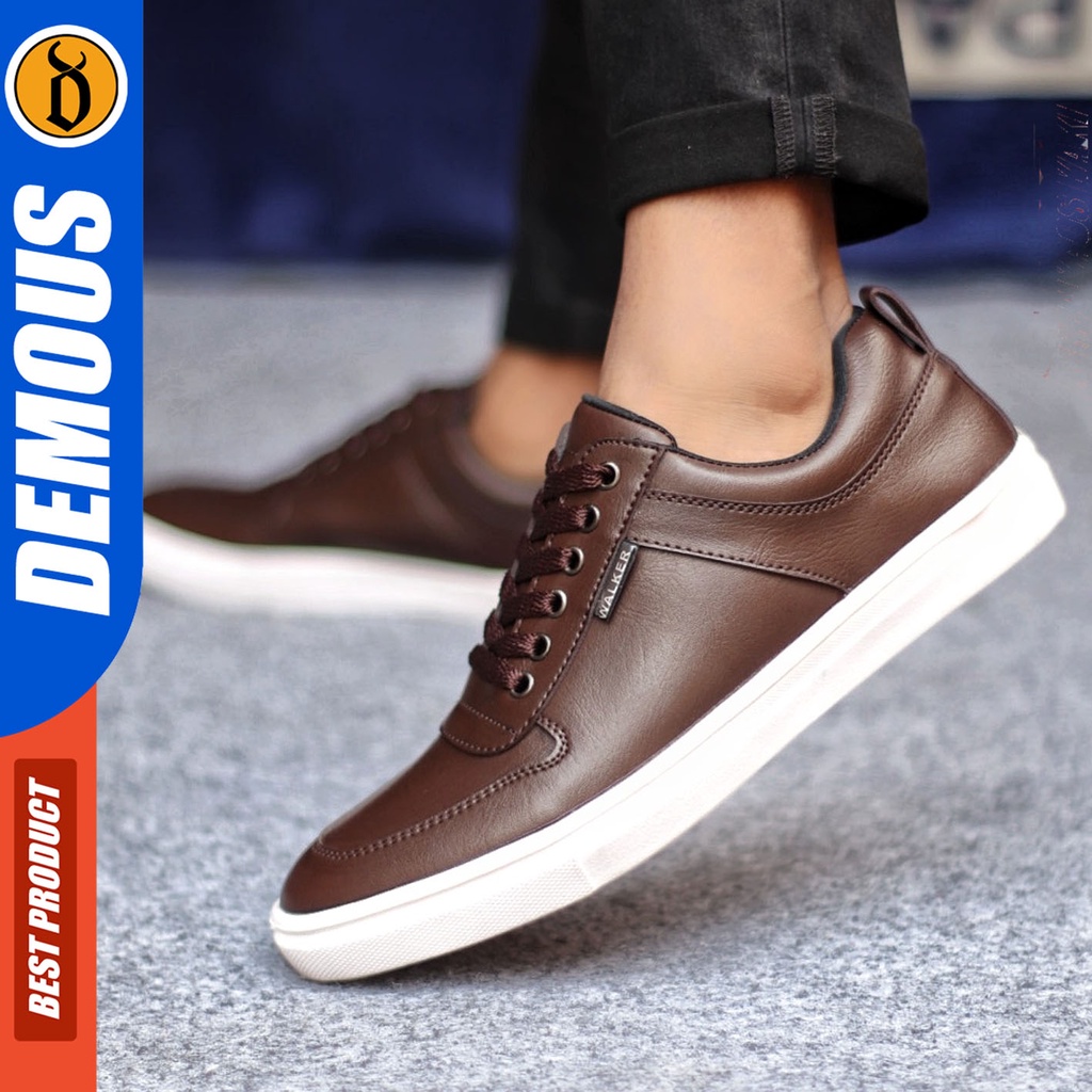 Sepatu Sneakers Pria Sepatu Casual Pria Kulit Pu Sepatu Kerja Kuliah Kondangan Sepatu Hitam Pria DEMOUS TIAGOZ