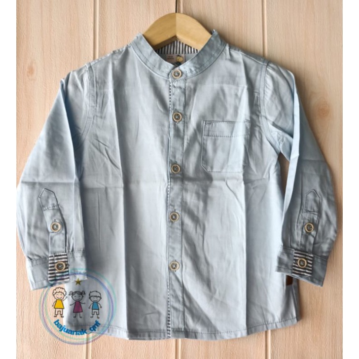 New Arrivak Kemeja Koko Anak Kemko Baby Popeye Lengan Panjang Biru Muda