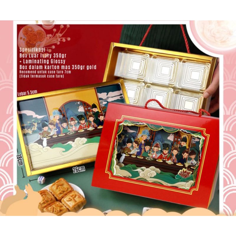 

Red- dus premium kue bulan dus moon cake isi 6