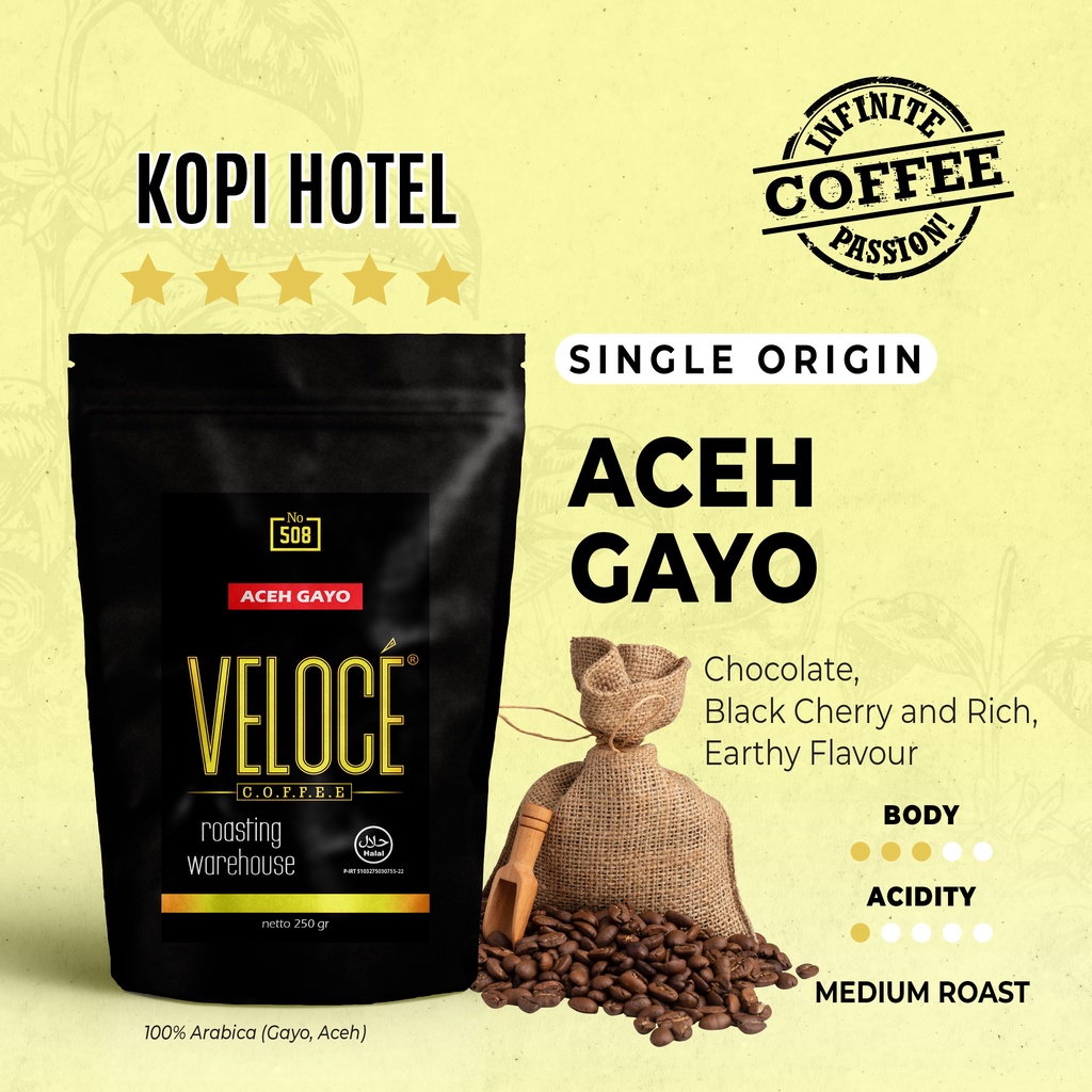 

Coffee Beans Veloce Aceh Gayo Arabica 250 gr Fresh Roasting | Biji Kopi Nusantara Authentic