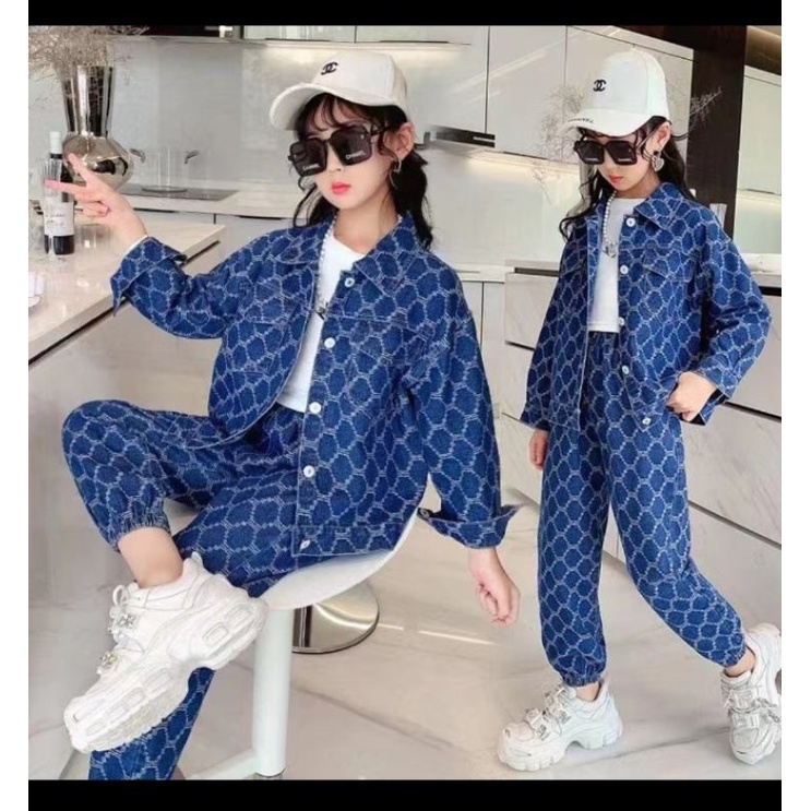 set jaket jeans + celana jeans premium