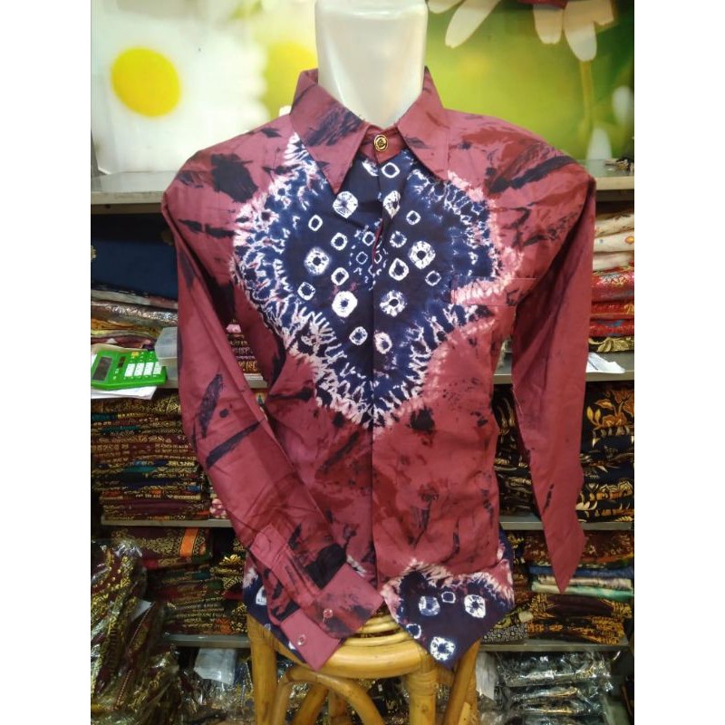 kemeja jumputan palembang tenun asli