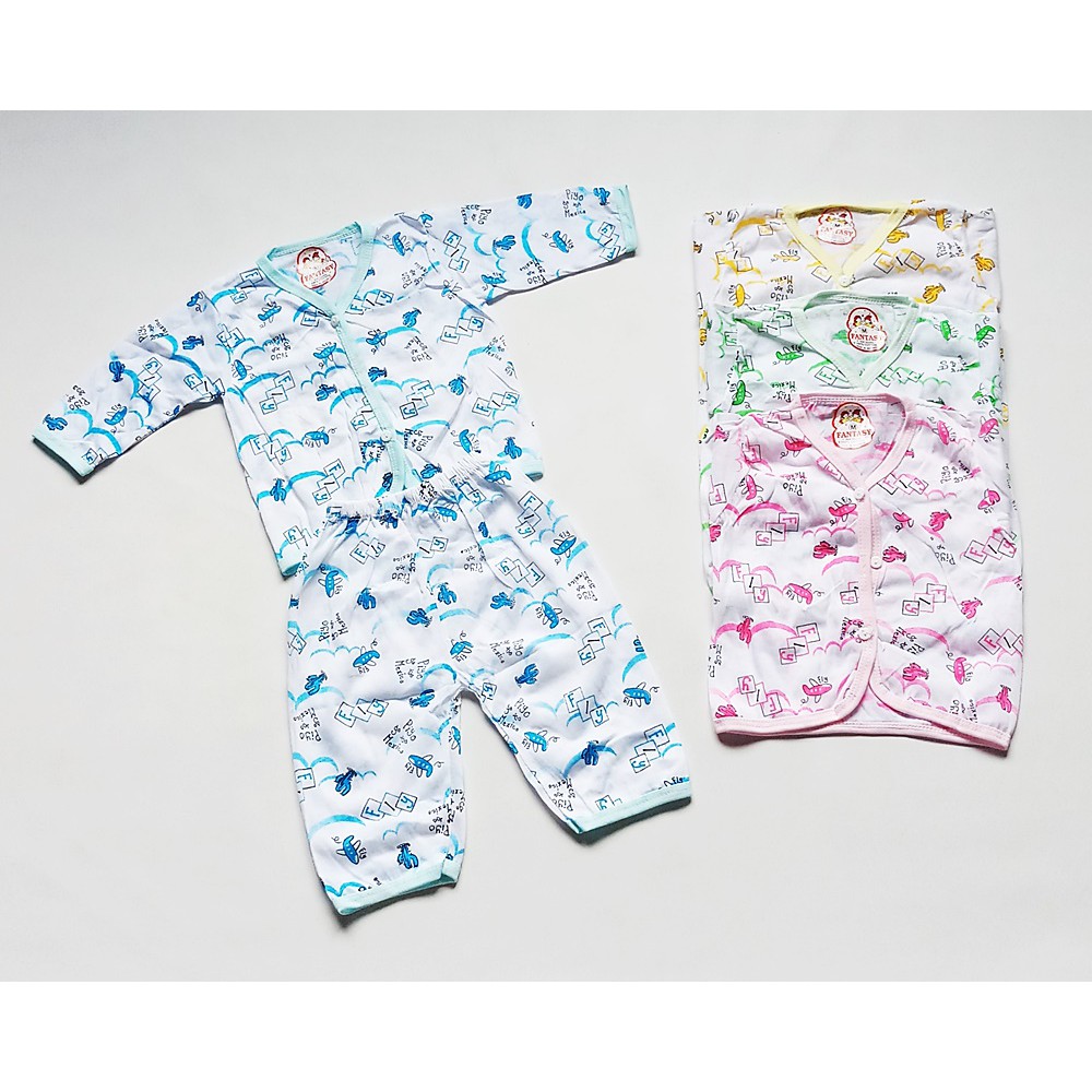Stelan Baju Anak Panjang Kancing 0 - 3 Tahun / Baju Tidur Anak / Piyama Anak Katun