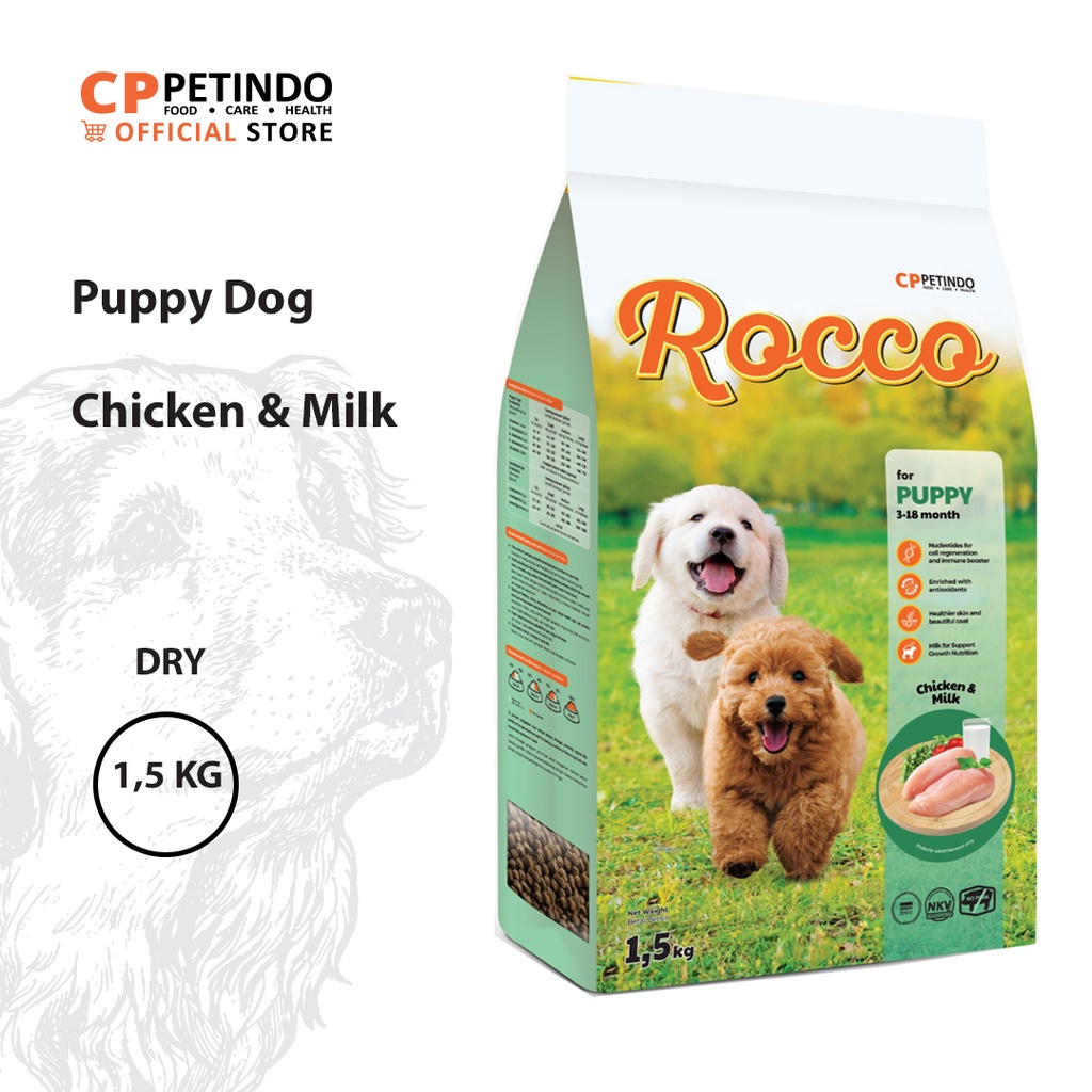 

23bagusmenshop - CPPETINDO Rocco Puppy Dog Food 1.5kg Rasa Chicken Milk Makanan Anak Anjing