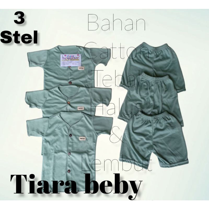 [COD] 3 STEL SETELAN POLOS PENDEK BAYI NEWBORN 0-12 BULAN