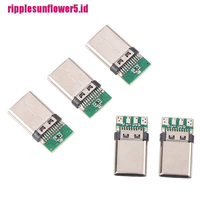 5pcs Konektor Soket Plug Solder USB 3.1 Tipe C Male DIY Untuk PC