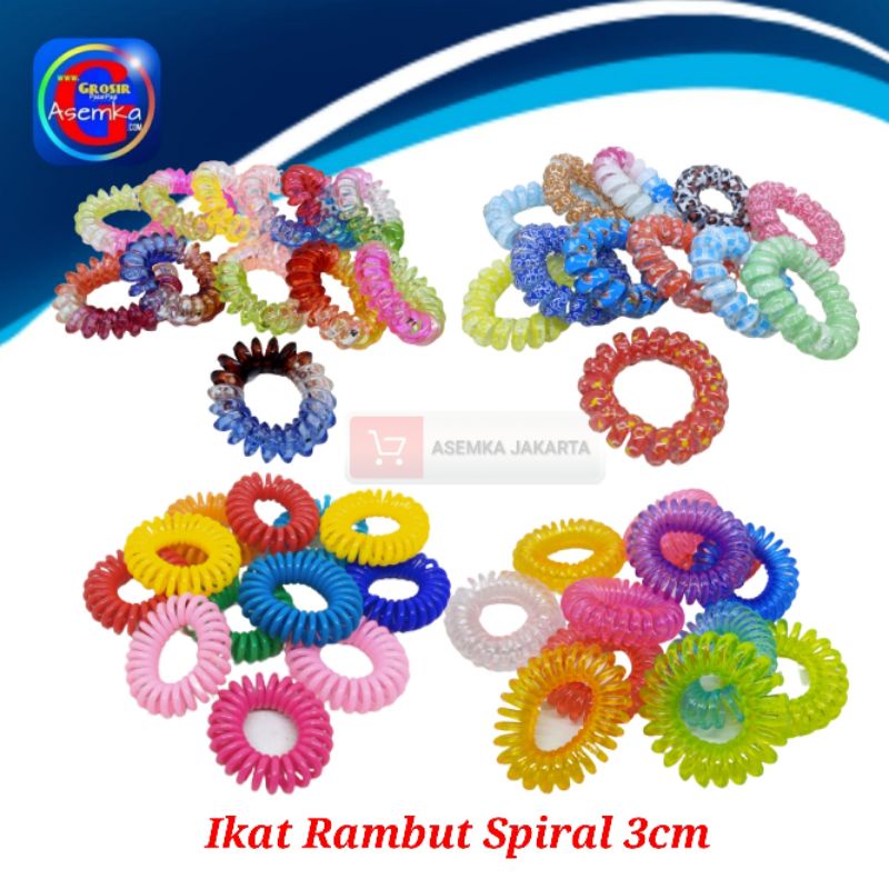 GPA Ikat Rambut Spiral 12pcs Kunciran 3cm Kuncir Kabel Telepon Grosir