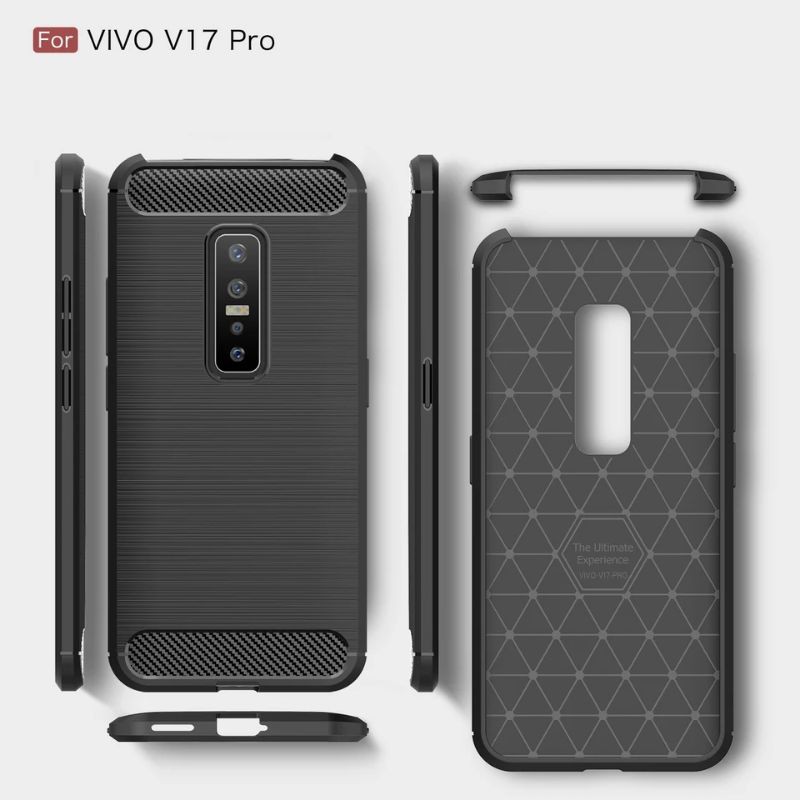 Softcase Carbon Slim Fit Shield Hitam Vivo V17 Pro -Case Karbon Fiber Vivo V17pro Back Cover Premium