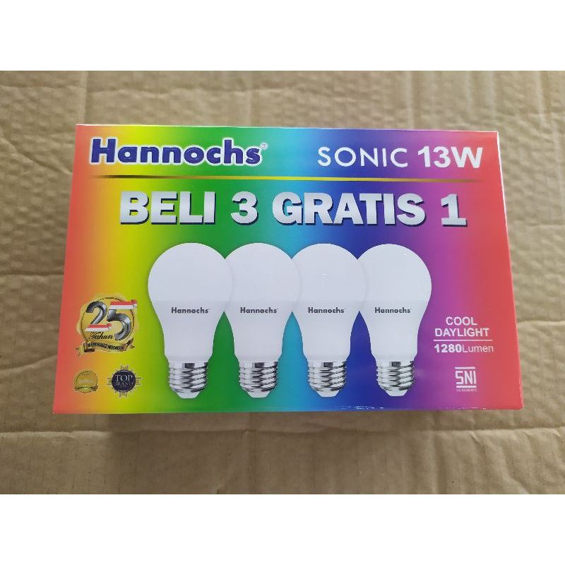 Lampu Led Bohlam Paket Hemat (BELI 3 GRATIS 1) HANNOCHS  SONIC 6w / 10w / 13w Watt / Lampu Led Murah / Lampu Paket Murah / Lampu Led 3 Gratis 1