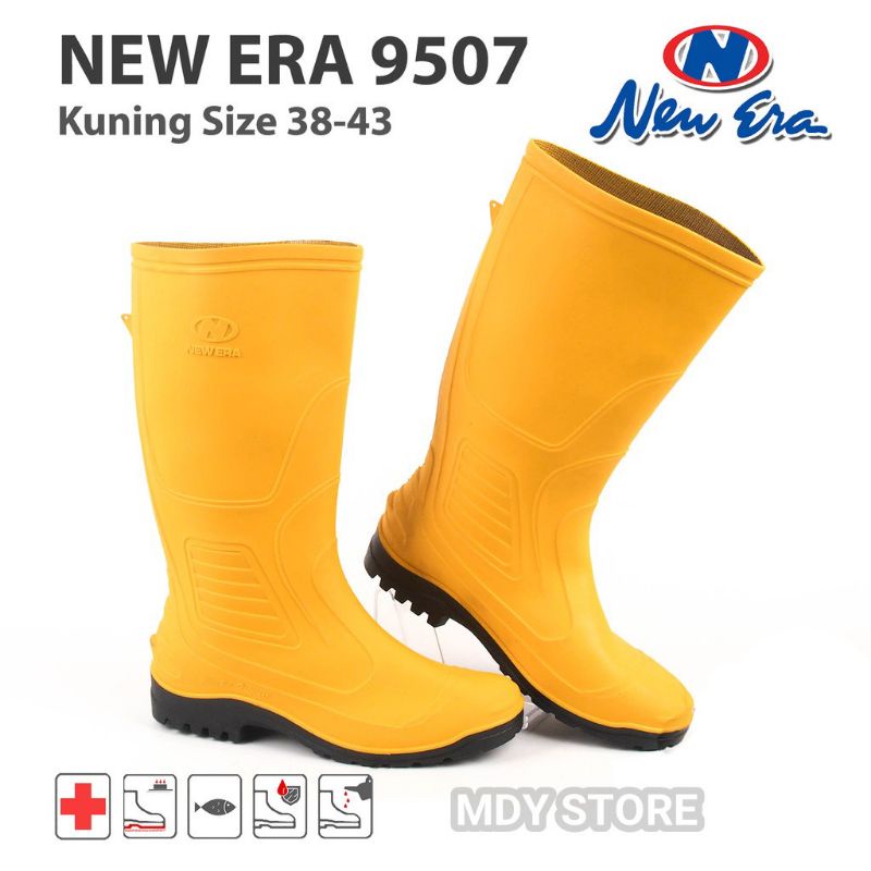 Sepatu Boots Tinggi New Era 9507 Kuning APD Kontruksi Proyek Perkebunan