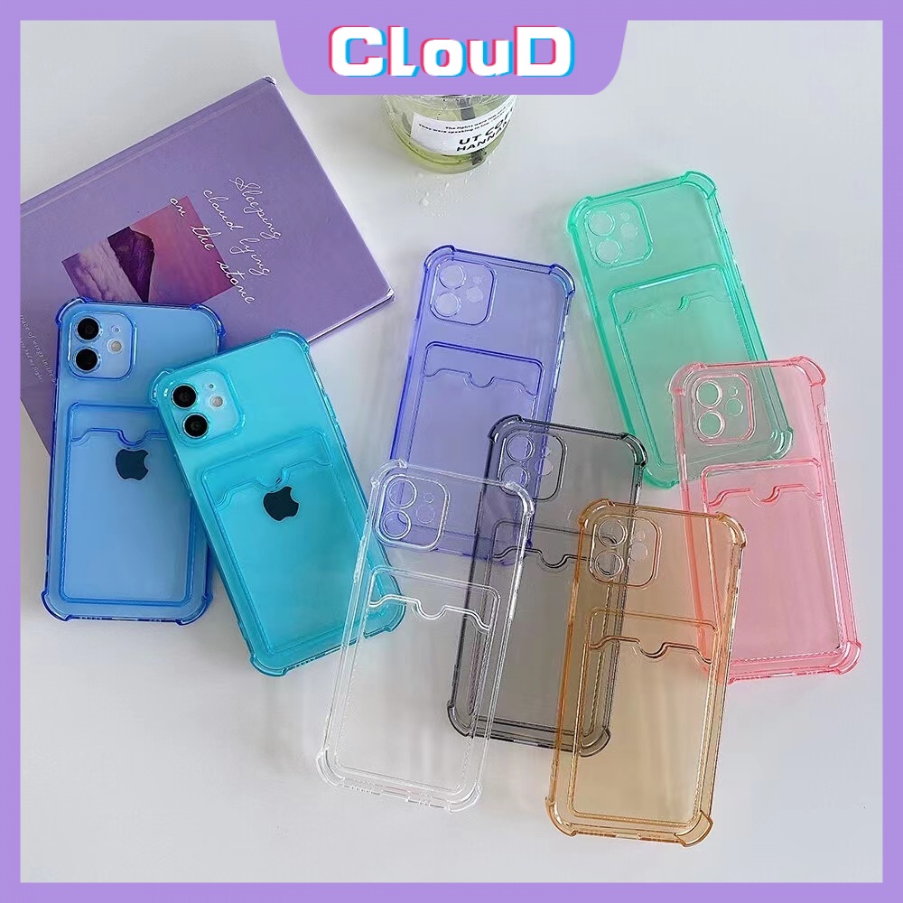 Soft Case Dompet Slot Kartu Tahan Banting Anti Jatuh Untuk iPhone 7plus XR 11 12 13 Pro 6 6s 7 8 Plus X XS Max