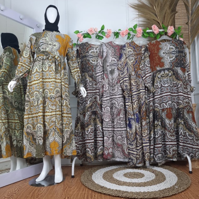 Baju gamis wanita terbaru model batik kekinian  busui size L syar'i