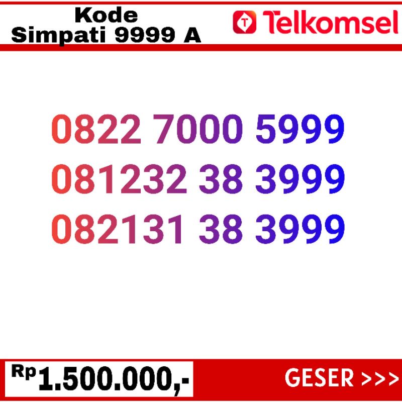 nomor cantik telkomsel simpati 0812 dan 0822 tripel 999