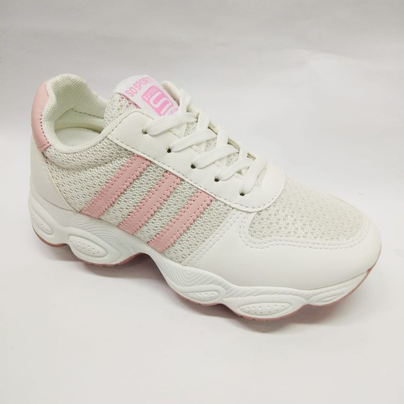 SNEAKERS WANITA TERBARU-Putih pink 5515