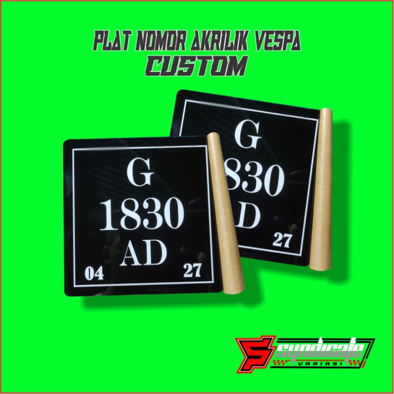 PLAT VESPA AKRILIK CUSTOM 1 PCS ( SATUAN )